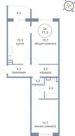 71,3 м², 2-комнатная квартира 6 600 000 ₽ - изображение 12