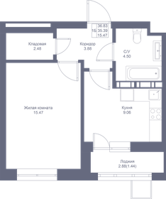 36,7 м², 1-комнатная квартира 8 854 340 ₽ - изображение 21