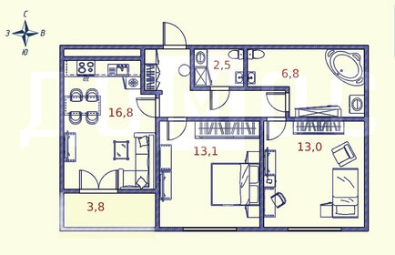 Квартира 62,3 м², 2-комнатная - изображение 1