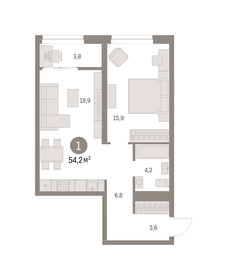 53,2 м², 1-комнатная квартира 10 360 000 ₽ - изображение 22