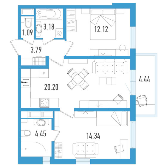 60,5 м², 2-комнатная квартира 10 587 500 ₽ - изображение 1