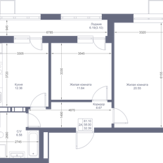 Квартира 61,1 м², 2-комнатная - изображение 2