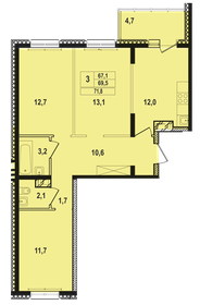 71,4 м², 3-комнатная квартира 7 211 400 ₽ - изображение 6