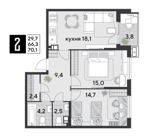 32,4 м², квартира-студия 3 450 000 ₽ - изображение 14