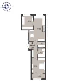 51,8 м², 2-комнатная квартира 6 950 000 ₽ - изображение 1