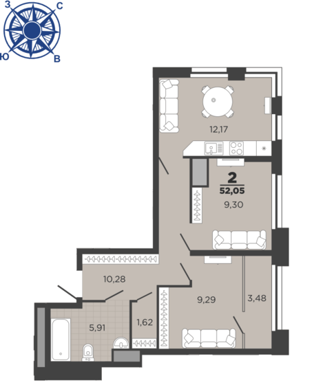 52,1 м², 2-комнатная квартира 5 811 712 ₽ - изображение 20