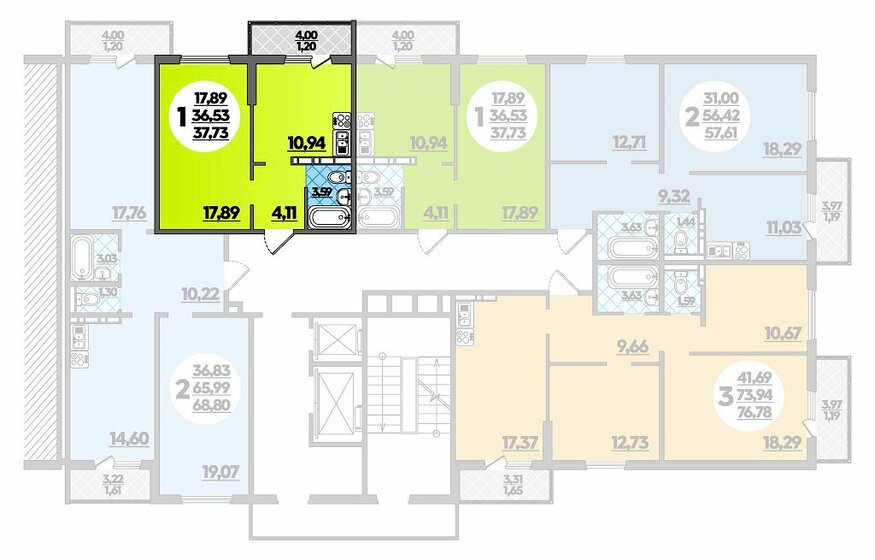 37,7 м², 1-комнатная квартира 4 610 606 ₽ - изображение 1