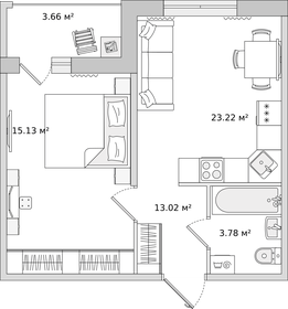 40,8 м², 1-комнатная квартира 8 711 414 ₽ - изображение 3