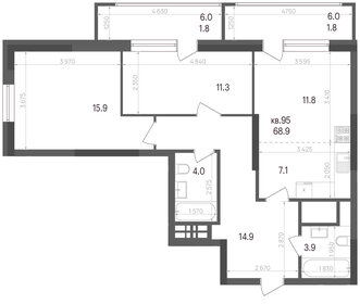 39,6 м², 1-комнатная квартира 5 400 000 ₽ - изображение 64