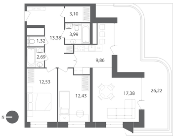 86,6 м², 3-комнатная квартира 12 000 000 ₽ - изображение 56