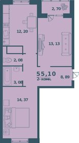 Квартира 55,1 м², 2-комнатная - изображение 1