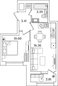 Квартира 35 м², 1-комнатная - изображение 1