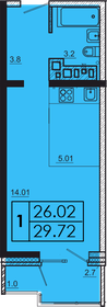 Квартира 29,7 м², 1-комнатная - изображение 1