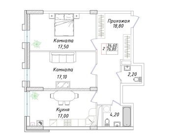 68,6 м², 2-комнатная квартира 6 900 000 ₽ - изображение 63