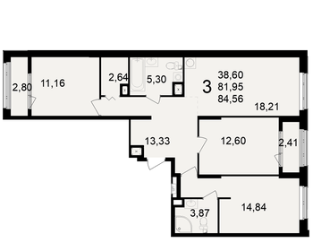 Квартира 84,6 м², 3-комнатная - изображение 1