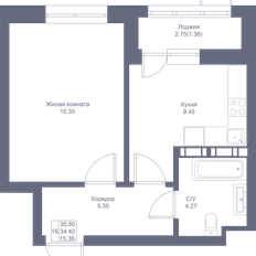 Квартира 35,8 м², 1-комнатная - изображение 3