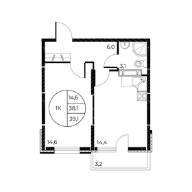 Квартира 39,1 м², 1-комнатная - изображение 1