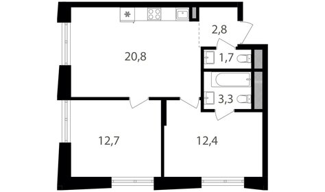 Квартира 53,7 м², 2-комнатная - изображение 1