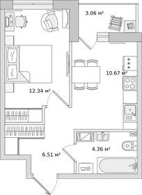 Квартира 37,3 м², 1-комнатная - изображение 1