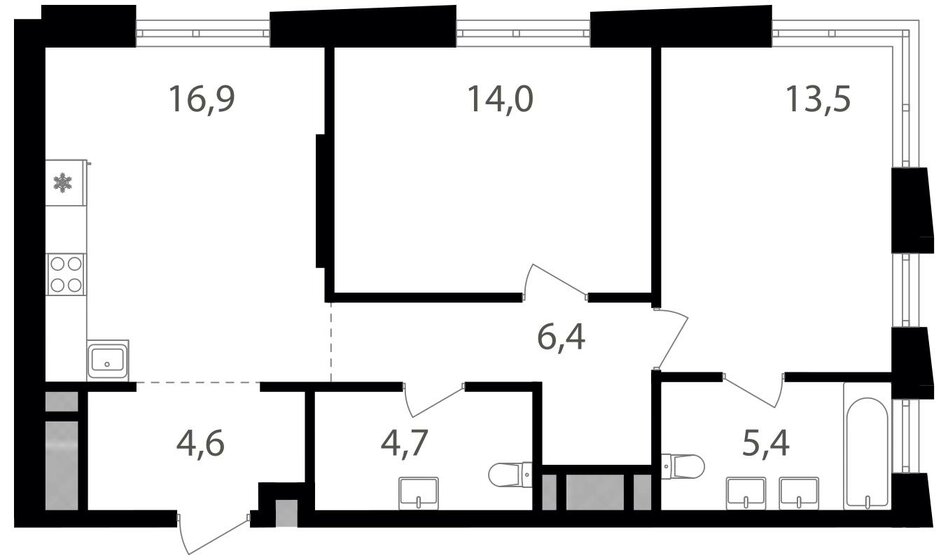 65,5 м², 2-комнатная квартира 19 984 050 ₽ - изображение 1