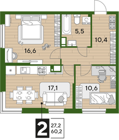 60,2 м², 2-комнатная квартира 10 035 340 ₽ - изображение 23