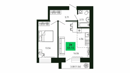 Квартира 45,1 м², 2-комнатная - изображение 1