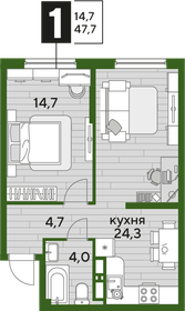 47,9 м², 1-комнатная квартира 6 370 700 ₽ - изображение 20