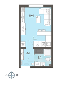 Квартира 21 м², студия - изображение 1