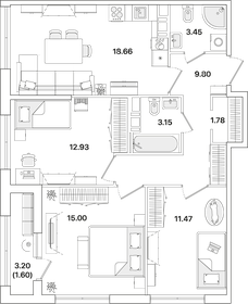 77,7 м², 3-комнатная квартира 19 355 160 ₽ - изображение 51