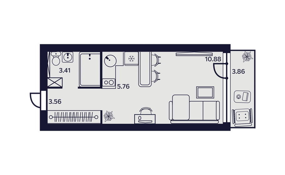 27,5 м², 1-комнатные апартаменты 5 741 230 ₽ - изображение 1