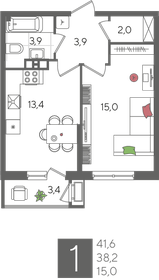 41,6 м², 1-комнатная квартира 10 196 160 ₽ - изображение 24