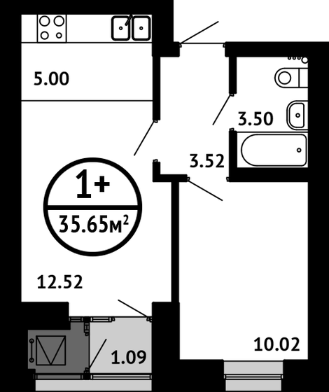 35,7 м², 1-комнатная квартира 5 169 250 ₽ - изображение 1