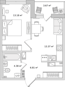 32,8 м², 1-комнатная квартира 10 302 562 ₽ - изображение 17