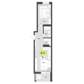 46,1 м², 1-комнатная квартира 7 379 200 ₽ - изображение 9