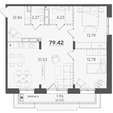 Квартира 79,4 м², 2-комнатная - изображение 2