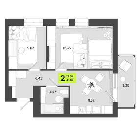 55 м², 2-комнатная квартира 7 759 200 ₽ - изображение 13