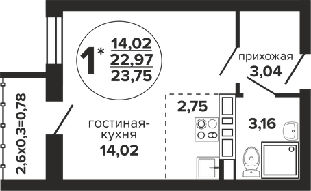 23,8 м², квартира-студия 4 245 788 ₽ - изображение 29