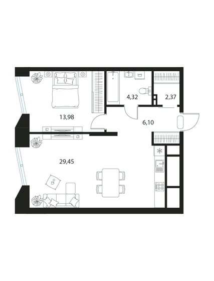 56,2 м², 1-комнатная квартира 8 095 680 ₽ - изображение 1