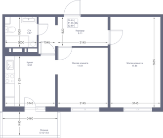 52,9 м², 2-комнатная квартира 7 986 390 ₽ - изображение 55