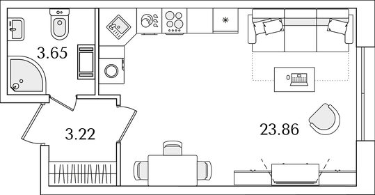 Квартира 30,7 м², студия - изображение 1