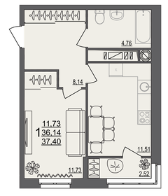 38,9 м², 1-комнатная квартира 4 200 000 ₽ - изображение 6