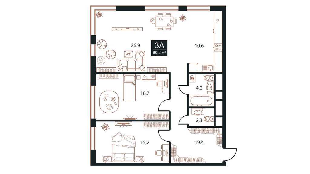 Варианты планировок апарт-комплекс West Tower - планировка 10