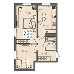 Квартира 51,6 м², 2-комнатная - изображение 1