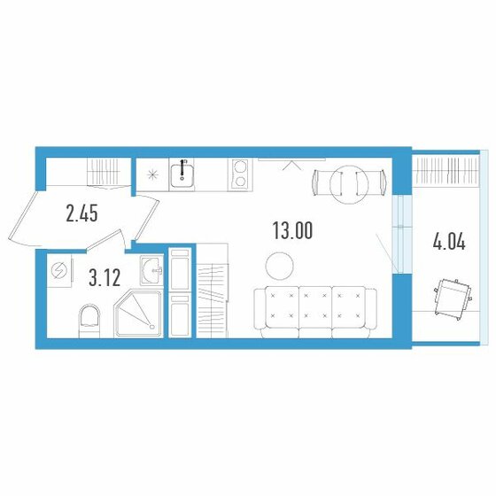 19,8 м², квартира-студия 3 956 000 ₽ - изображение 1