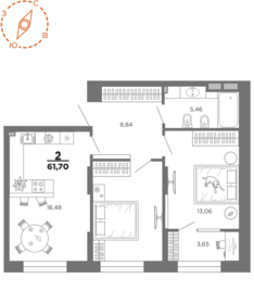 65,2 м², 2-комнатная квартира 6 200 000 ₽ - изображение 66