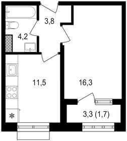 Квартира 38,1 м², 1-комнатная - изображение 1