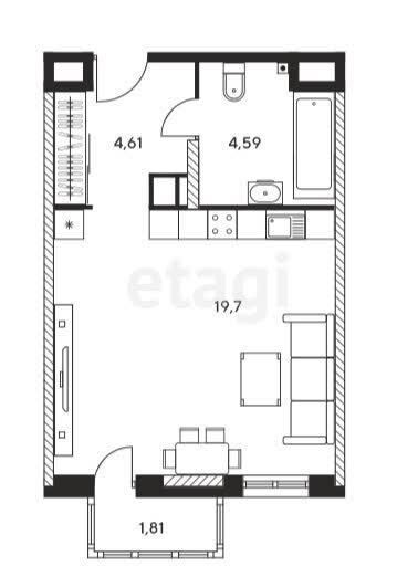 28,2 м², квартира-студия 4 600 000 ₽ - изображение 12