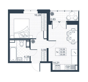 34,3 м², 1-комнатная квартира 5 039 160 ₽ - изображение 72