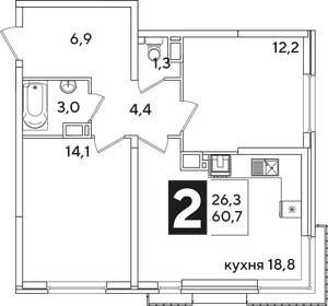 60,7 м², 2-комнатная квартира 10 397 910 ₽ - изображение 41