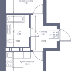 Квартира 45,9 м², 1-комнатная - изображение 2